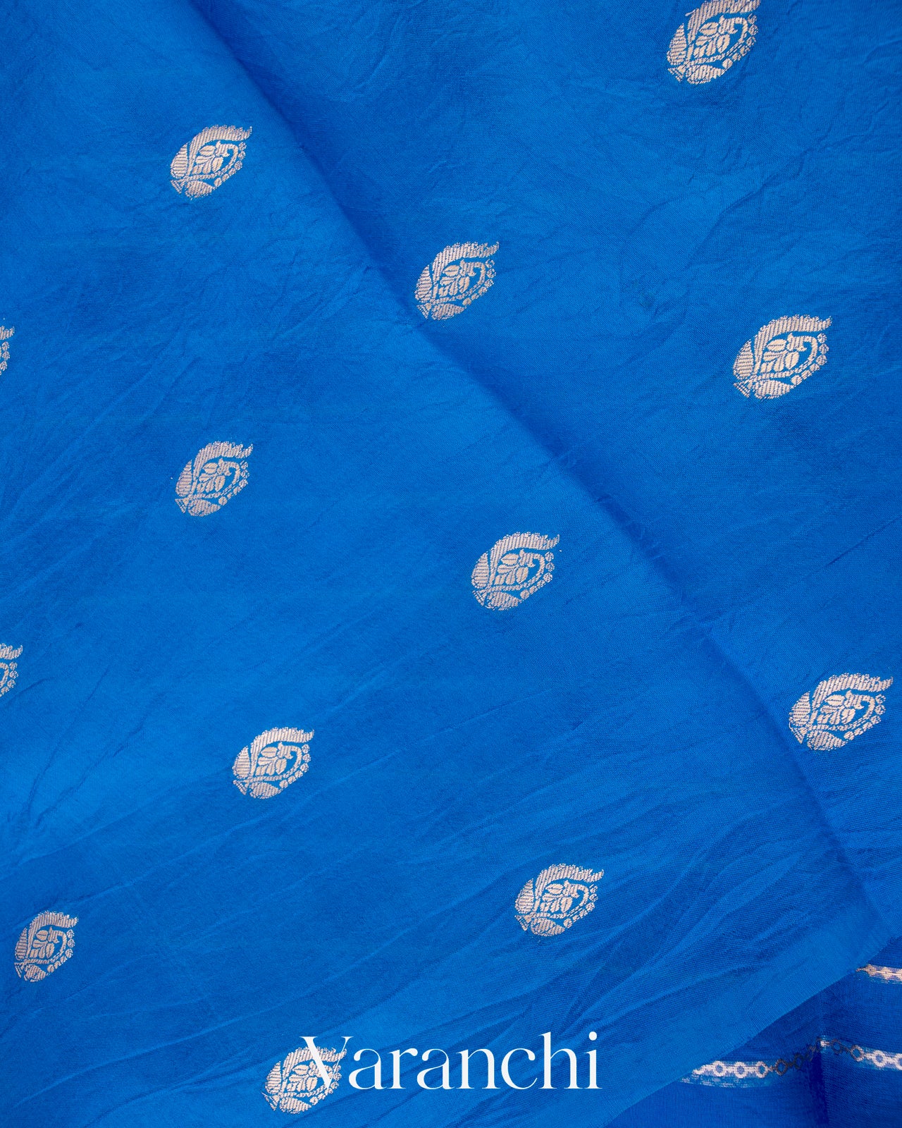 Ink Blue Tissue Pure Kora Silk Saree  