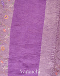 Soft Lavender Embroidered Pure Tissue Kora Silk Saree