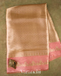 Coral Brocade Pure Tissue Kora Silk Saree