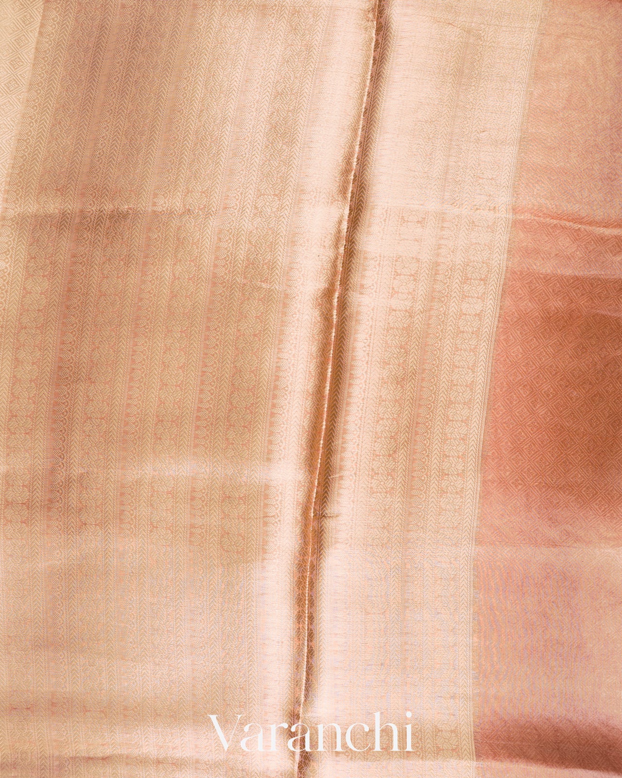 Coral Brocade Pure Tissue Kora Silk Saree