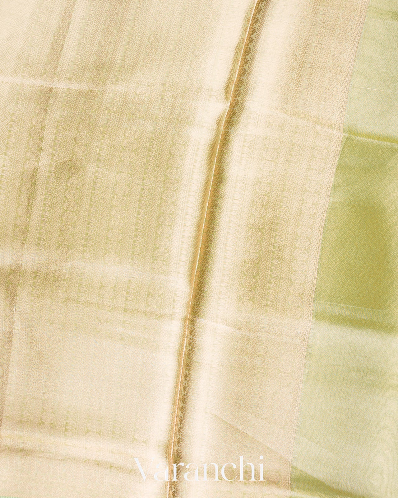 Light Green Brocade Pure Tissue Kora Silk Saree