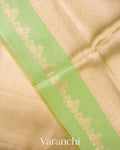 Light Green Brocade Pure Tissue Kora Silk Saree