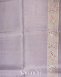 Light Lavender Striped Pure Kora Silk Saree