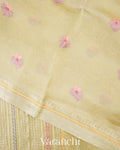 Light Mustard Paithani Embroidered Pure Tissue Kora Silk Saree