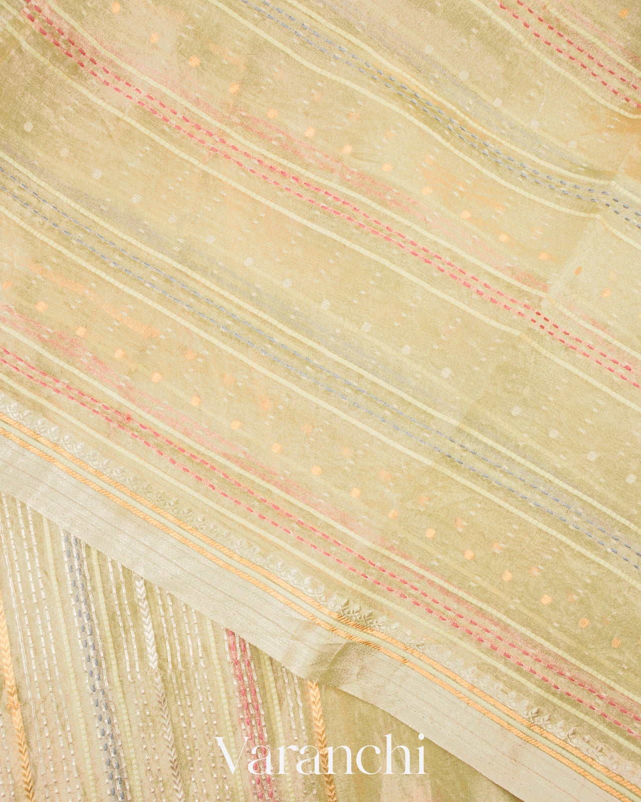 Light Mustard Paithani Embroidered Pure Tissue Kora Silk Saree