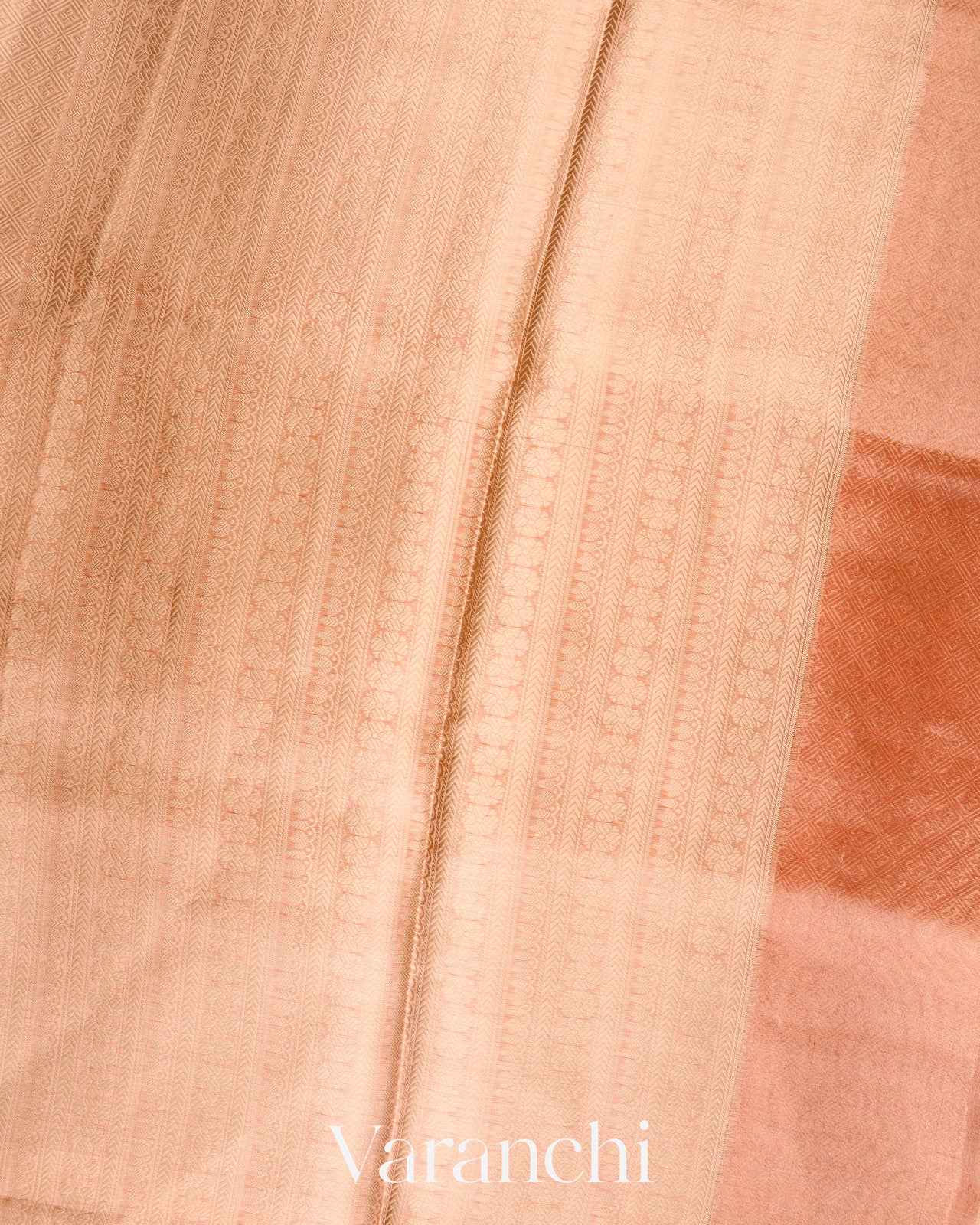 Orange Brocade Pure Tissue Kora Silk Saree