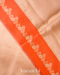 Orange Brocade Pure Tissue Kora Silk Saree