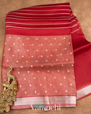 Red Tissue Pure Kora Silk Saree
