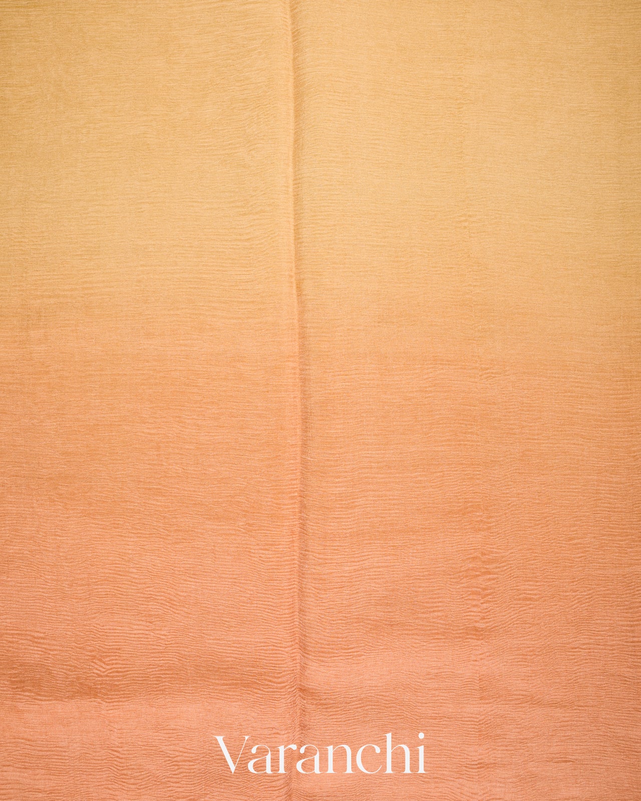 Soft Yellow–Peach Ombre-Dyed Pure Crush Tissue Kora Silk Saree