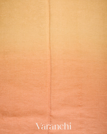 Soft Yellow–Peach Ombre-Dyed Pure Crush Tissue Kora Silk Saree