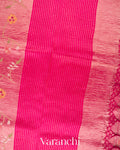 Blush Pink Embroidered Pure Tissue Kora Silk Saree