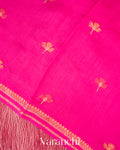 Blush Pink Embroidered Pure Tissue Kora Silk Saree