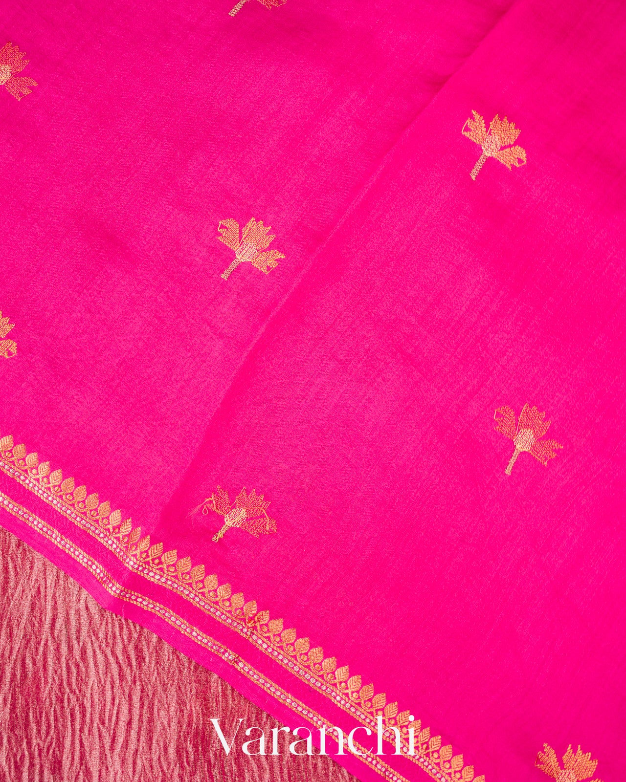 Blush Pink Embroidered Pure Tissue Kora Silk Saree