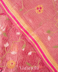 Blush Pink Embroidered Pure Tissue Kora Silk Saree