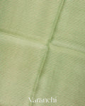 Pista Green Striped Pure Kora Silk Saree