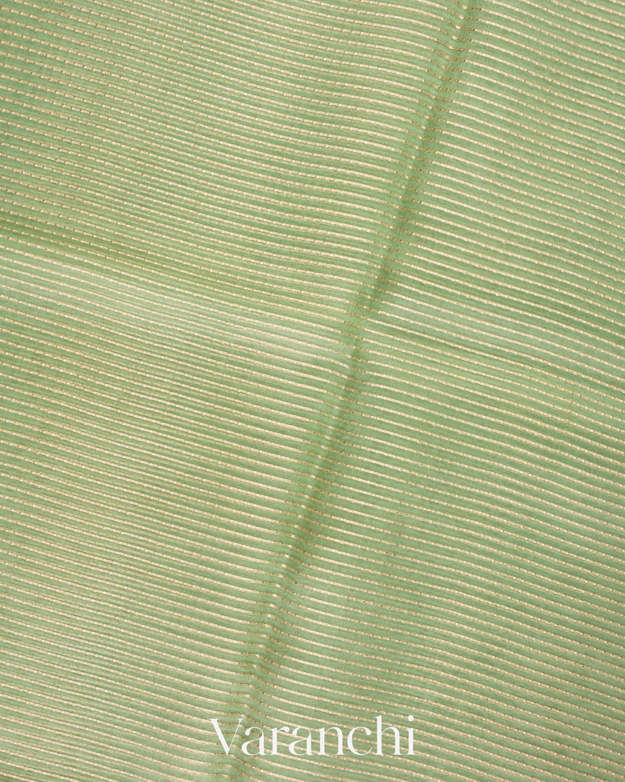 Pista Green Striped Pure Kora Silk Saree