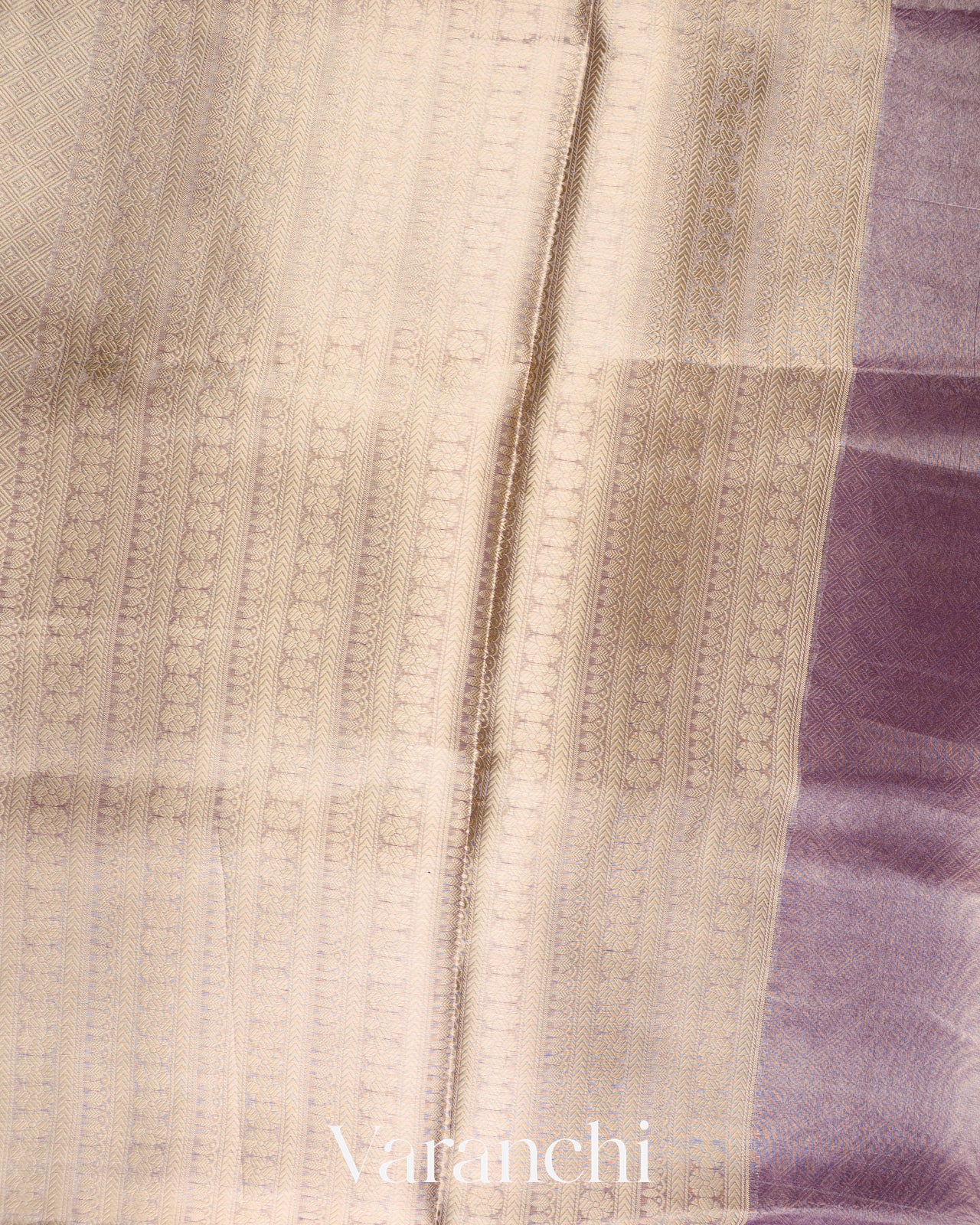 Purple Brocade Pure Tissue Kora Silk Saree