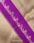 Purple Brocade Pure Tissue Kora Silk Saree