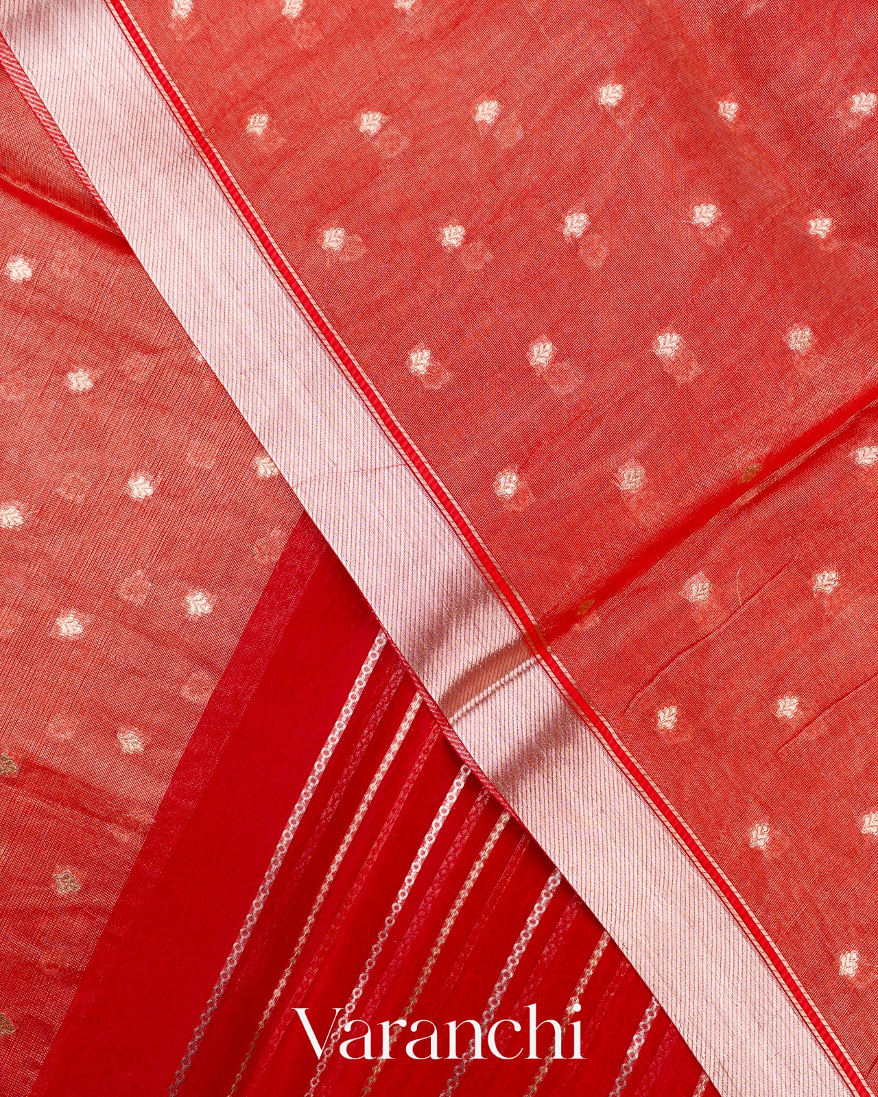 Rich Red Tissue Pure Kora Silk Saree