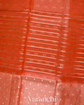 Burnt Red Tissue Pure Kora Silk Saree