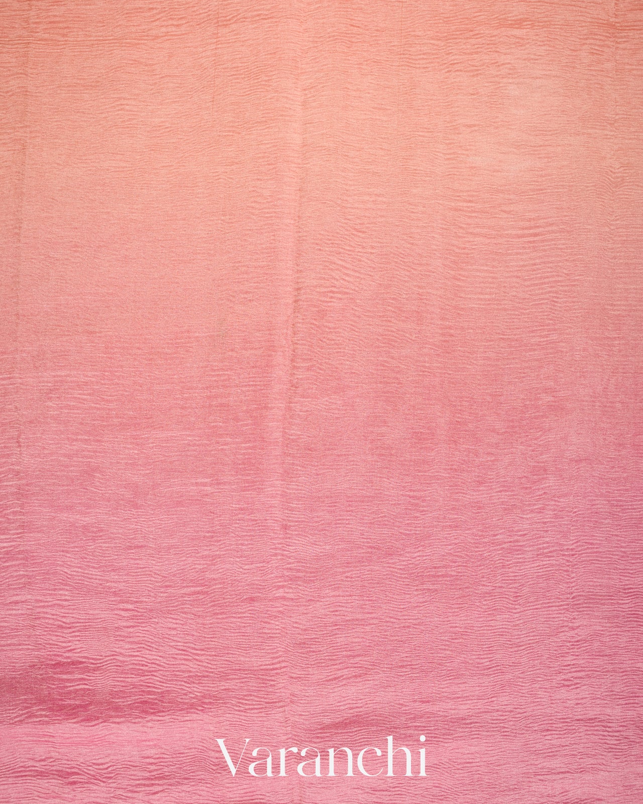 Blush Pink-Deep Rose Pink Ombre-Dyed Pure Crush Tissue Kora Silk Saree