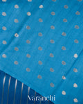 Ink Blue Tissue Pure Kora Silk Saree