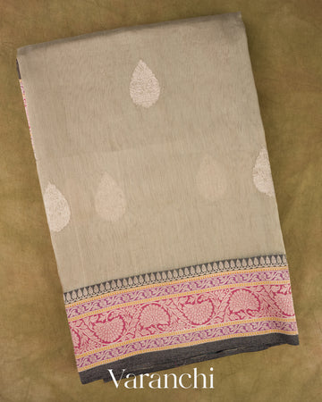 Sand Beige Pure Tissue Kora Silk Handloom Saree