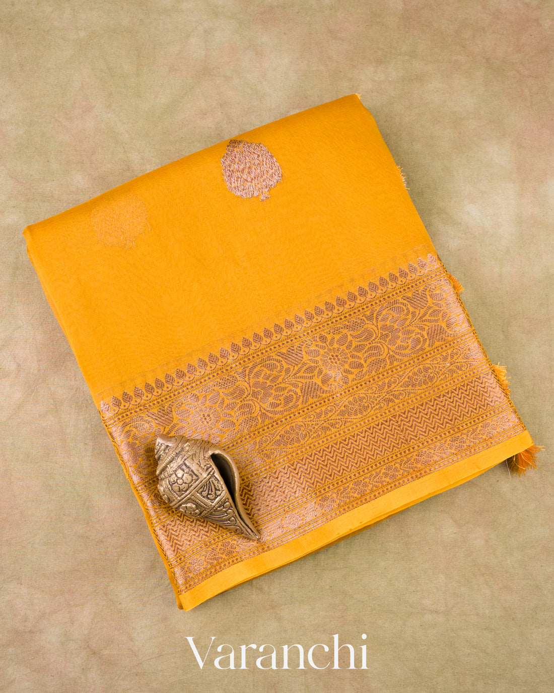 Turmeric Yellow Pure Kora Silk Handloom Saree