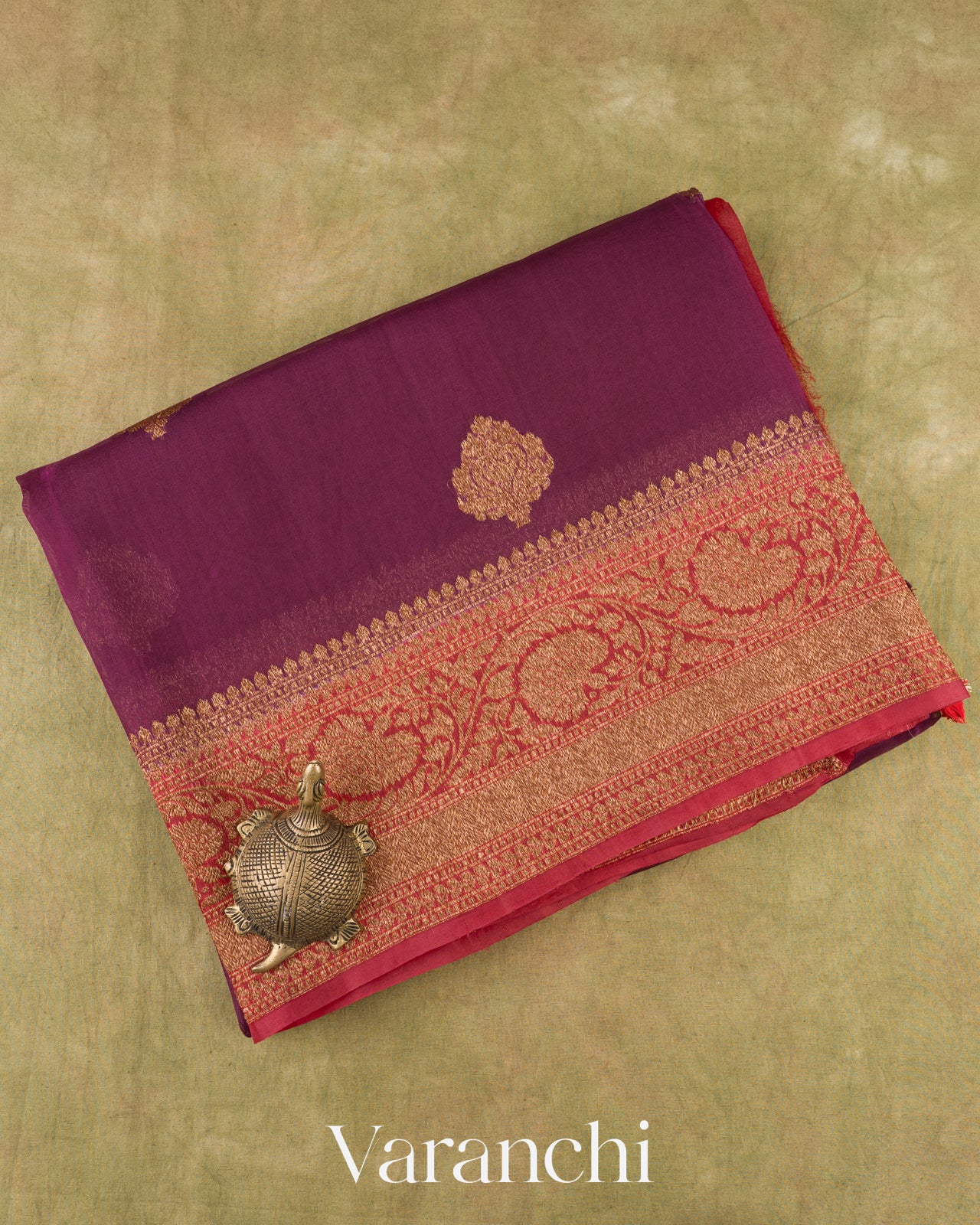 Wine Pure Kora Silk Handloom Saree
