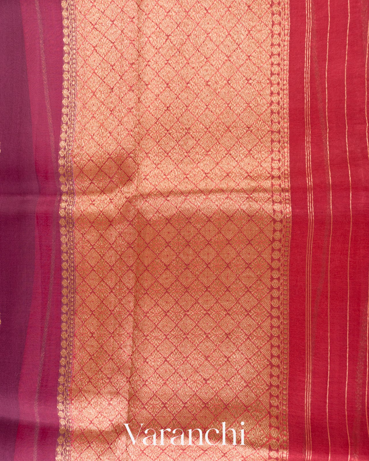 Wine Pure Kora Silk Handloom Saree