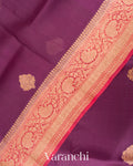Wine Pure Kora Silk Handloom Saree