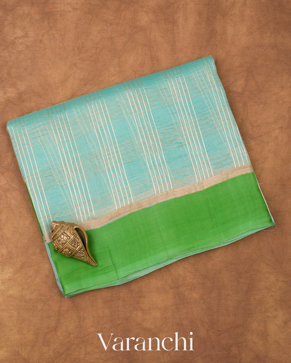 Sky Blue Pure Kora Silk Handloom Saree