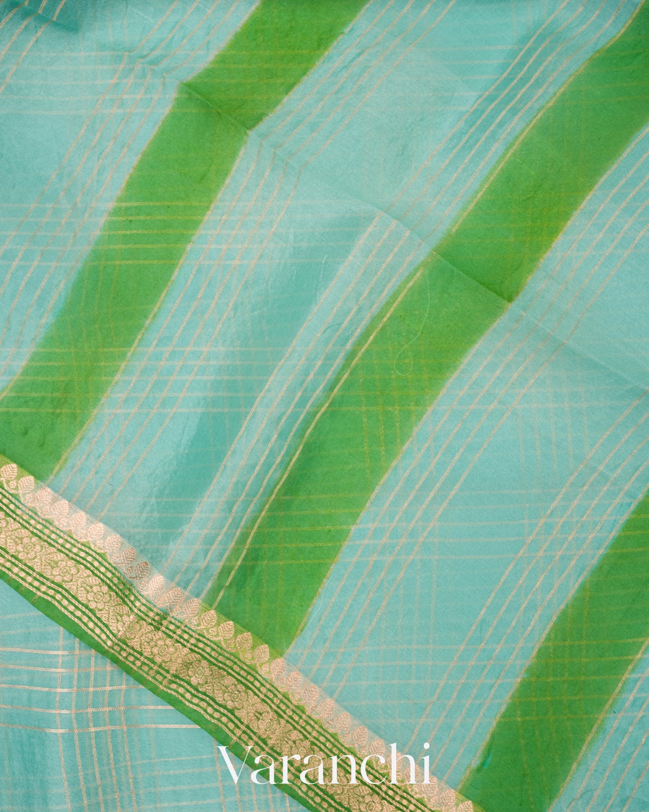 Sky Blue Pure Kora Silk Handloom Saree