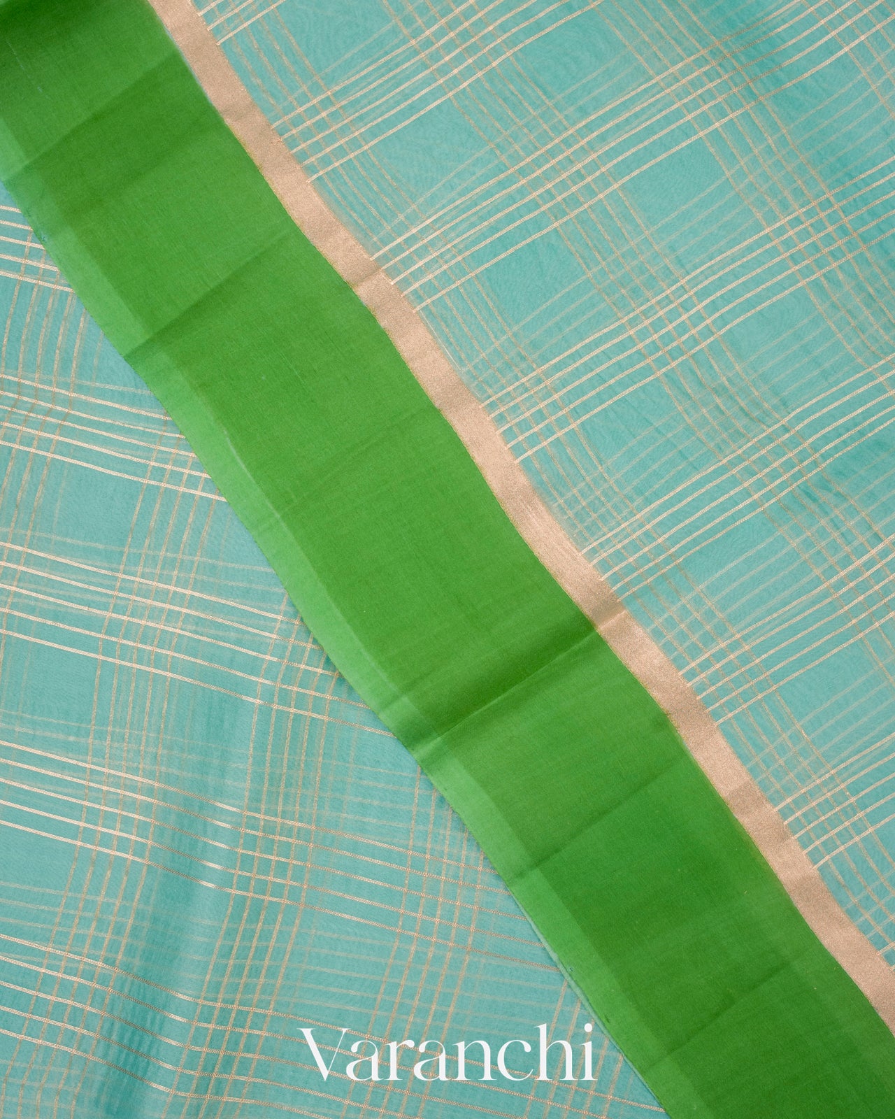 Sky Blue Pure Kora Silk Handloom Saree