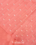 Soft Peach Floral Applique Pure Kora Silk Saree