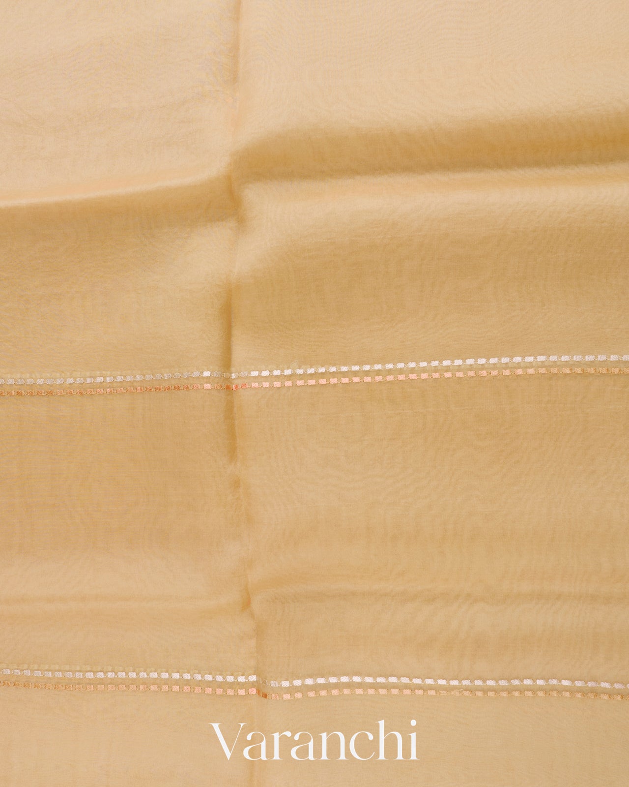 Biscuit Beige with Embroidered Border Pure Kora Silk Saree