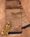Black Heavy Brocade Pure Kora Silk Handloom Saree