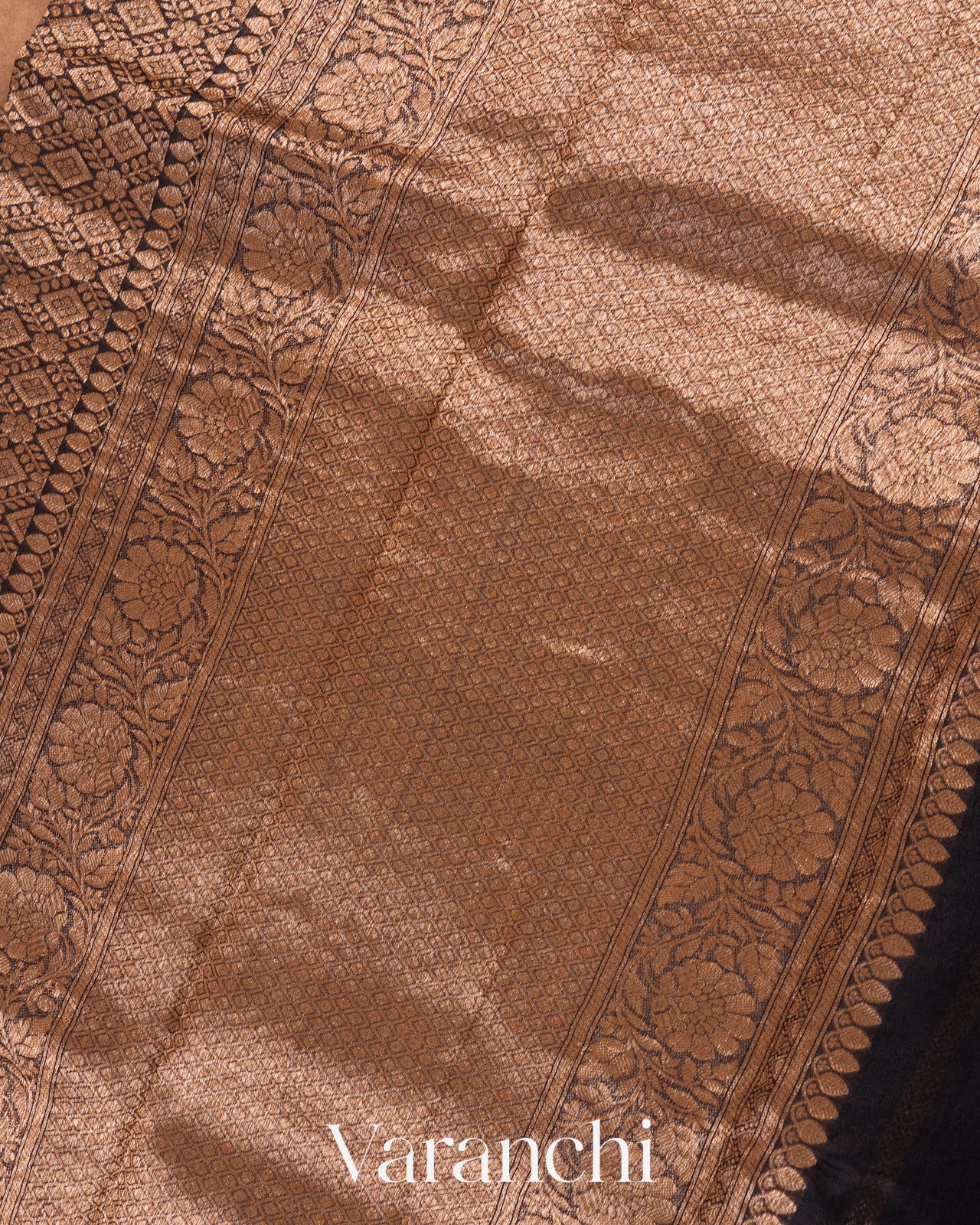 Black Heavy Brocade Pure Kora Silk Handloom Saree