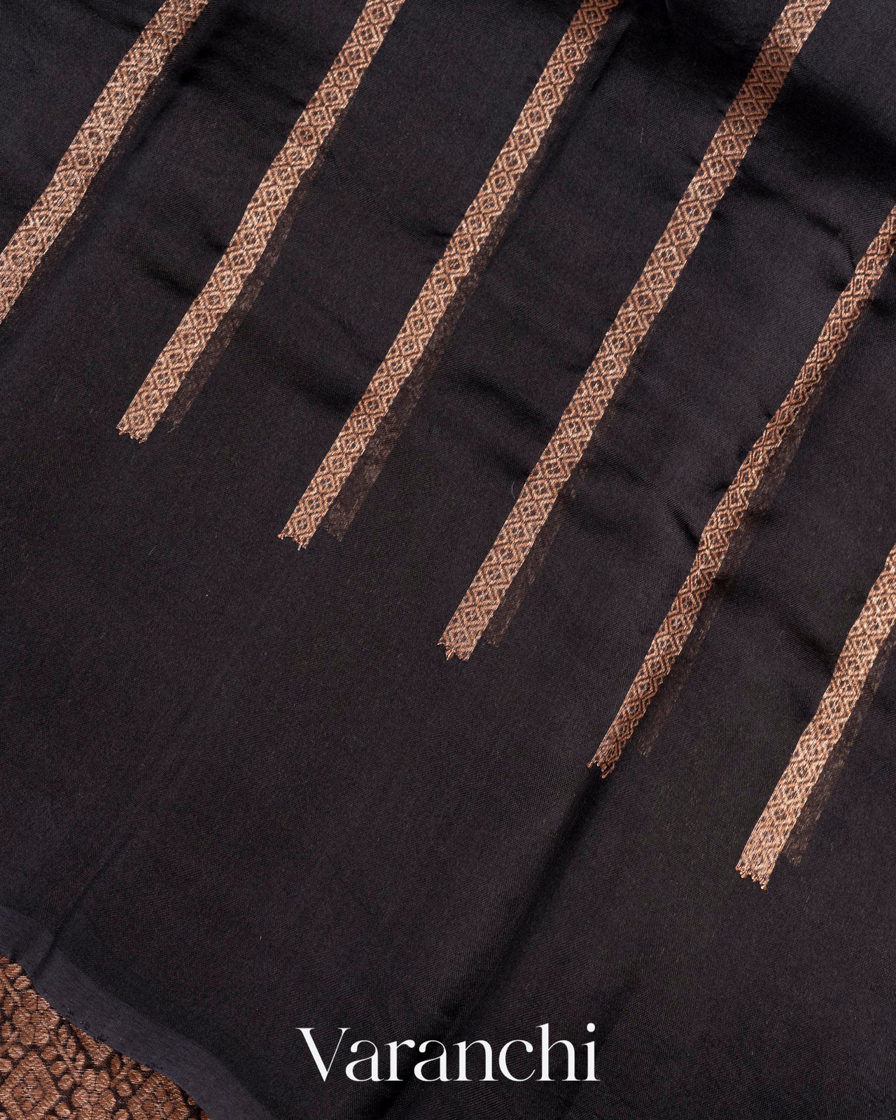Black Heavy Brocade Pure Kora Silk Handloom Saree