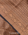 Black Heavy Brocade Pure Kora Silk Handloom Saree