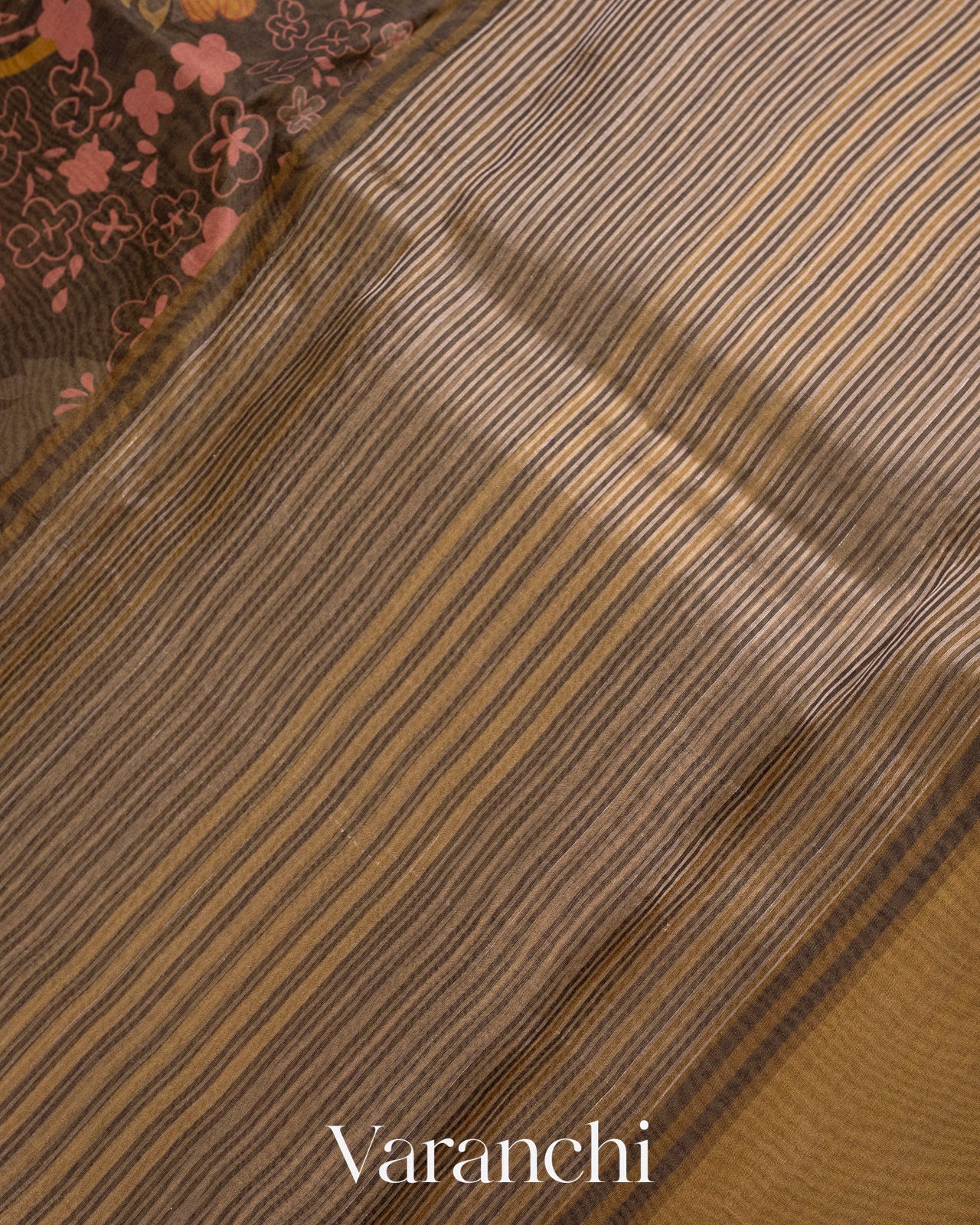 Black Printed Pure Kora Silk Saree