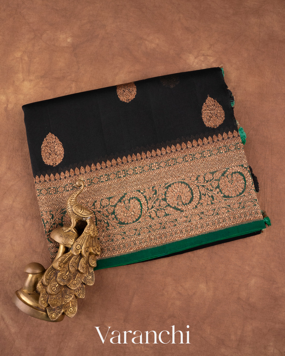Black Pure Kora Silk Handloom Saree