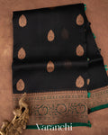 Black Pure Kora Silk Handloom Saree