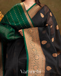 Black Pure Kora Silk Handloom Saree