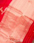 Bright Red Lehariya Pure Kora Silk Handloom Saree