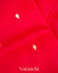 Bright Red Lehariya Pure Kora Silk Handloom Saree