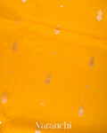 Bright Marigold Yellow Borderless Pure Kora Silk Handloom Saree