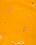 Bright Marigold Yellow Borderless Pure Kora Silk Handloom Saree