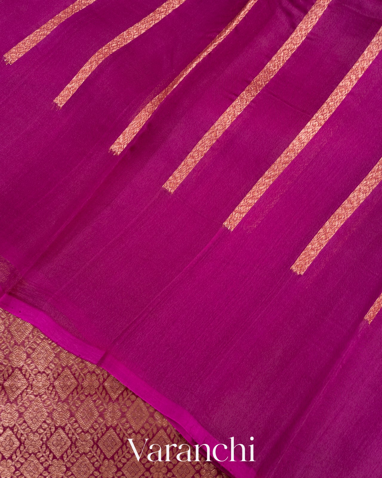 Magenta Purple Heavy Brocade Pure Kora Silk Handloom Saree