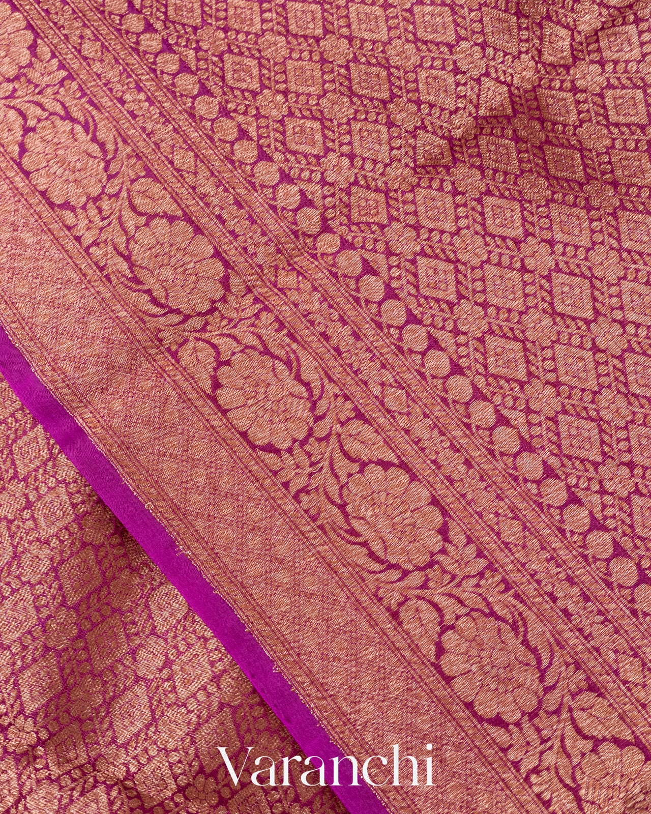 Magenta Purple Heavy Brocade Pure Kora Silk Handloom Saree